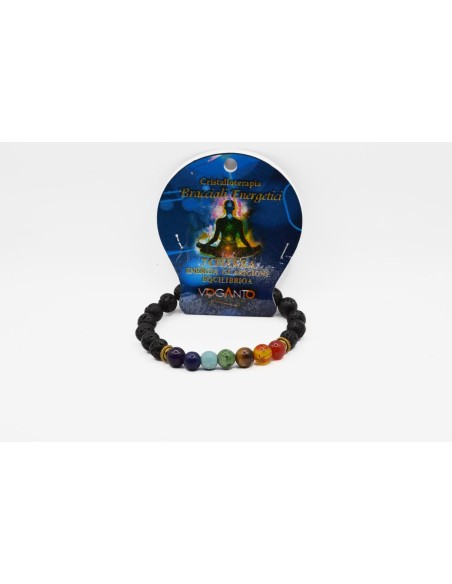 Bracciale energetico VOGANTO 7 Chakra pietre vere Ametista Howlite blu Turchese Howlite verde Occhio di tigre Ambra Corniola