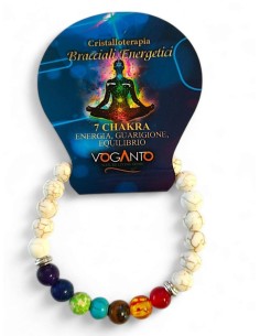 Bracciale energetico VOGANTO 7 Chakra bianco pietre vere...