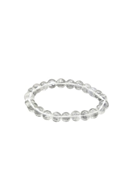 Bracciale energetico VOGANTO in pietra vera di Cristallo di Rocca mm 8 braccialetto perle