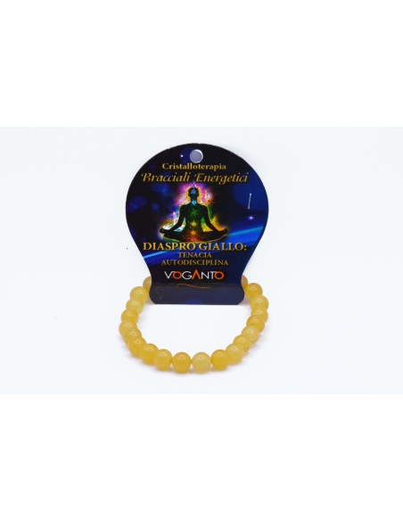 Bracciale energetico VOGANTO in pietra vera IN DIASPRO GIALLO mm 8 braccialetto perle