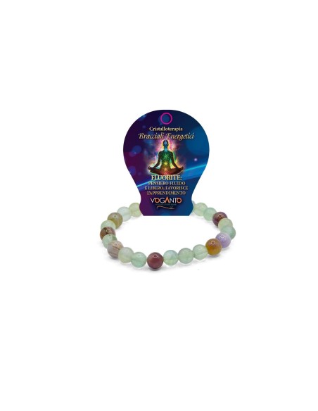 Bracciale energetico VOGANTO in pietra vera IN FLUORITE mm 8 braccialetto perle