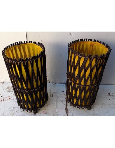 coppia di lampada abatjour in vegetale e cotone...