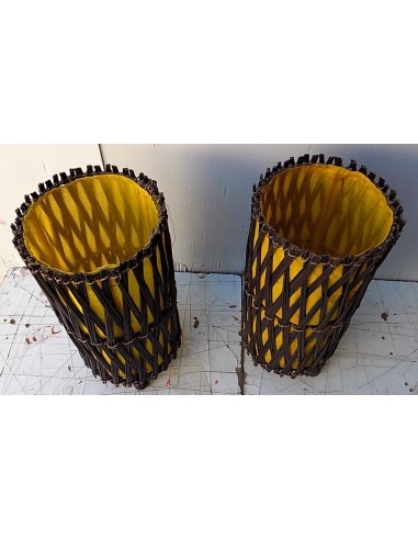 coppia di lampada abatjour in vegetale e cotone...