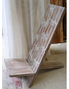 Sedia in legno di mogano tipo sdraia bianca decapata...