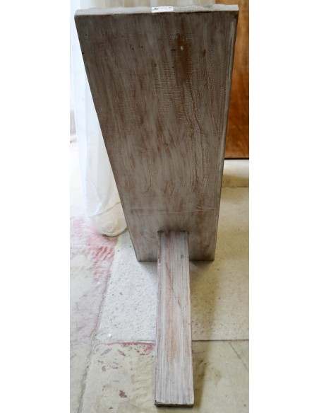 Sedia in legno di mogano tipo sdraia bianca decapata intarsiata mano cm100x34x32 con canne bambù incise