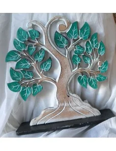 Albero della vita il legno mdf base nera e foglie verdi