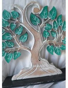 Albero della vita il legno mdf base nera e foglie verdi 2