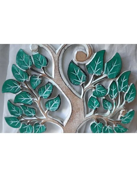 Albero della vita il legno mdf base nera e foglie verdi