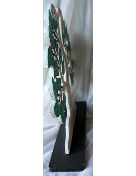 Albero della vita il legno mdf base nera e foglie verdi