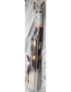 Gatto in legno realizzato a mano alto cm 100 crema...