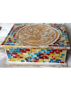 Scatola porta gioie in legno rifinata con mosaico di...