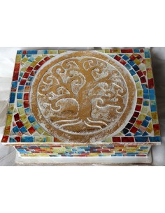 Scatola porta gioie in legno rifinata con mosaico di... 2