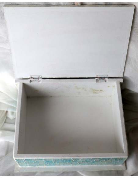 Scatola porta gioie in legno rifinata con mosaico di vetro Albero della vita celeste