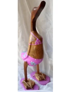 Oca papera in legno in costume da bagno viola rosa con...