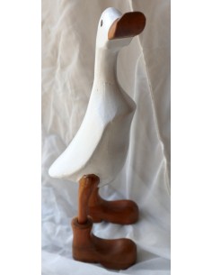 Oca papera in legno con stivali di color bianco cm...