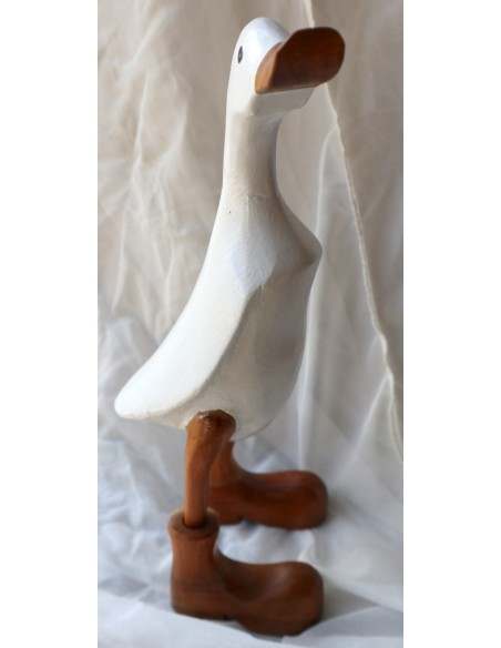 Oca papera in legno con stivali di color bianco cm 10x7x33h idea regalo