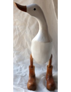 Oca papera in legno con stivali di color bianco cm... 2