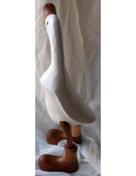 Oca papera in legno con stivali di color bianco cm 10x7x33h idea regalo