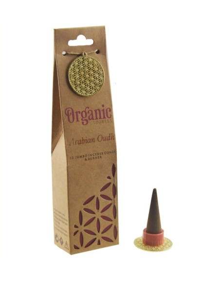 3 CONFEZIONI di INCENSO IN CONI ORGANIC GOODNESS ARABIAN OUDH CON BRUCIATORE DA 12 CONI