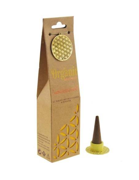 3 CONFEZIONI di INCENSO IN CONI ORGANIC GOODNESS SANDALWOOD CON BRUCIATORE DA 12 CONI