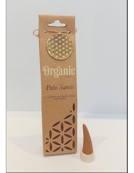 3 CONFEZIONI di INCENSO IN CONI ORGANIC GOODNESS PALO SANTO CON BRUCIATORE DA 12 CONI