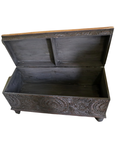 Cassapanca in legno di Teak intarsiato tipo...