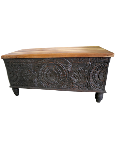 Cassapanca in legno di Teak intarsiato tipo Mala cm...