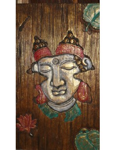 Pannello decorativo in legno trittico con intagli volto... 2