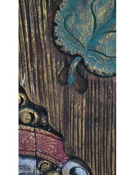 Pannello decorativo in legno trittico con intagli volto di Buddha " cm 80x52x2