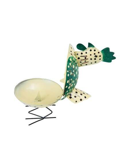 Gallina ZAMPIRONE IN METALLO a pois verde giallo ocra blu brucia zampironi