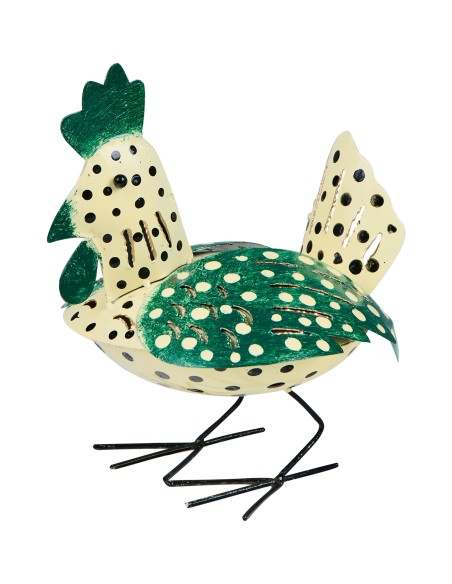 Gallina ZAMPIRONE IN METALLO a pois verde giallo ocra blu brucia zampironi