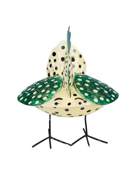 Gallina ZAMPIRONE IN METALLO a pois verde giallo ocra blu brucia zampironi