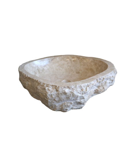 Lavandino in marmo chiaro irregolare cm 59x42x15 lavabo Stone bocciardato