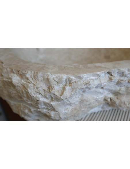 Lavandino in marmo chiaro irregolare cm 59x42x15 lavabo Stone bocciardato