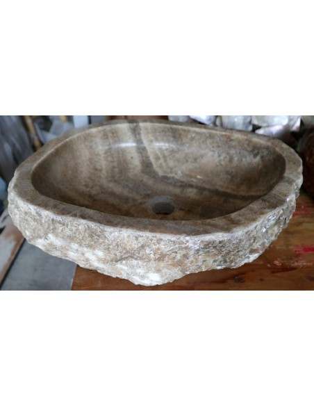 Lavandino in onice marrone miele pietra cm 56x43x14