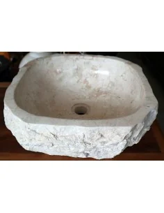 Lavandino in marmo chiaro irregolare cm 42x40x15 lavabo... 2