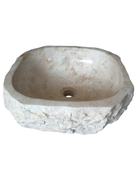 Lavandino in marmo chiaro irregolare cm 42x40x15 lavabo Stone bocciardato