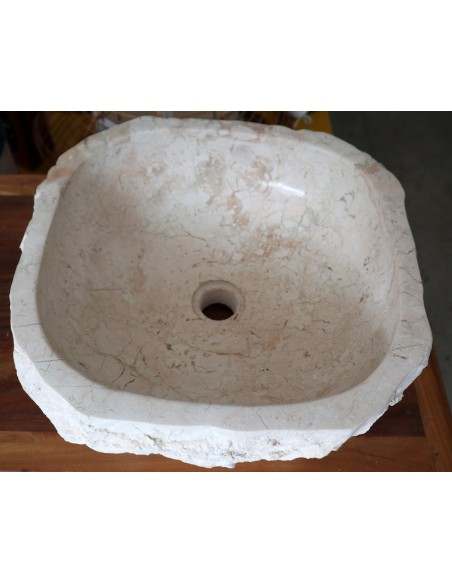 Lavandino in marmo chiaro irregolare cm 42x40x15 lavabo Stone bocciardato