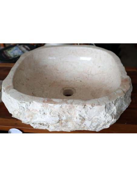 Lavandino in marmo chiaro irregolare cm 42x40x15 lavabo Stone bocciardato