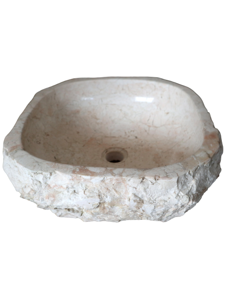 Lavandino in marmo chiaro irregolare cm 42x40x15 lavabo Stone bocciardato