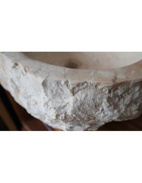 Lavandino in marmo chiaro irregolare cm 42x40x15 lavabo Stone bocciardato