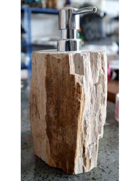 Dispenser in pietra legno fossile fossilizzato cm 10x9x20 arredo bagno accessorio