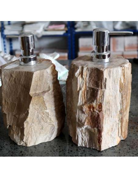 Dispenser in pietra legno fossile fossilizzato cm 10x9x20 arredo bagno accessorio