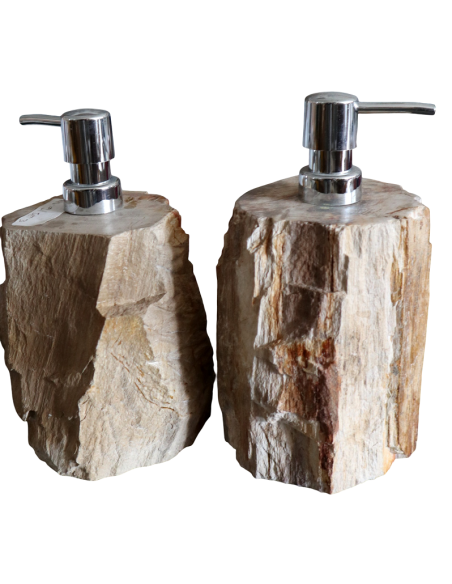 Dispenser in pietra legno fossile fossilizzato cm 10x9x20 arredo bagno accessorio