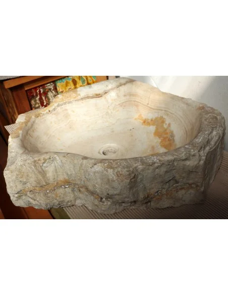 Lavandino in onice bianco chiaro pietra cm 58x56x15