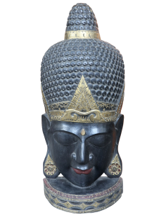 Testa di Buddha in Legno Intagliato a Mano – 50x24x110h...