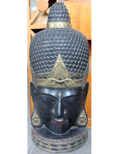 Testa di Buddha in Legno Intagliato a Mano – 50x24x110h cm – Artigianato Indonesiano – Solo 2 Pezzi Disponibili