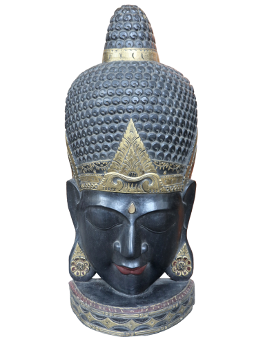 Testa di Buddha in Legno Intagliato a Mano –...