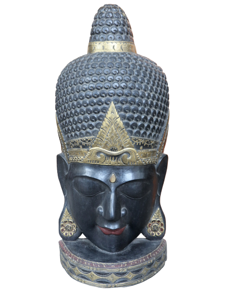 Testa di Buddha in Legno Intagliato a Mano – 50x24x110h cm – Artigianato Indonesiano – Solo 2 Pezzi Disponibili