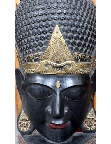 Testa di Buddha in Legno Intagliato a Mano –...